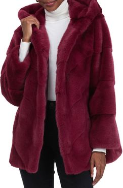 Chevron Mink Jacket With Hood