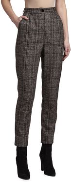 Straight-Leg Plaid Suiting Ankle Trousers