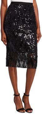 Metallic Sequined Pencil Skirt