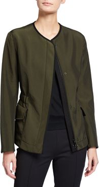 Long-Sleeve Seersucker Cotton-Blend Jacket