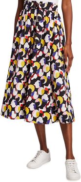 Floating Dot Belted Midi Skirt