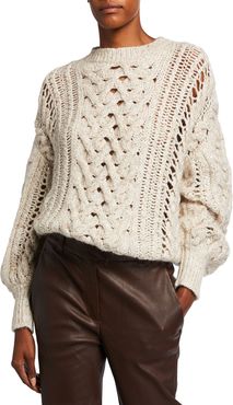 Cashmere-Blend Ribbed Cable-Knit Sweater