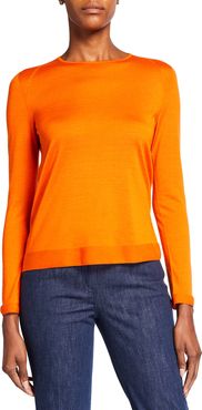 Fine Gauge Cashmere-Silk Seamless Sweater