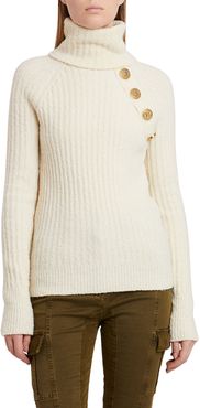 Button-Detailed Turtleneck Sweater