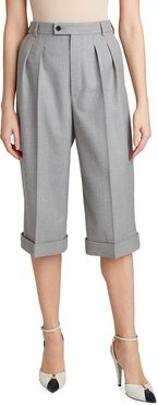 Cuff Pleated Wool Culottes