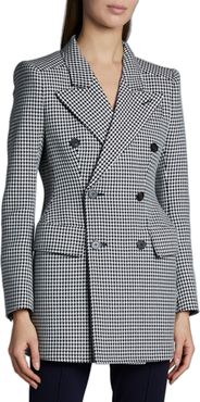 Houndstooth Wool Hourglass Blazer