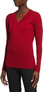 V-Neck Fitted Wool-Blend Sweater