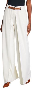 Kimberly Pleated Wool Pants w/ Leather Belt