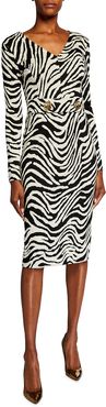 Dorgia Zebra-Print Belted Dress