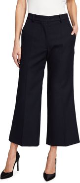 Wool Cropped Flare-Leg Trousers