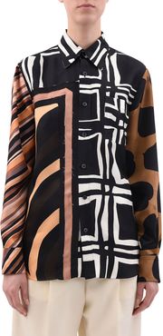 Woven Abstract-Print Blouse