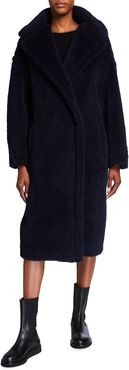 Double-Breasted Teddy Coat, Navy
