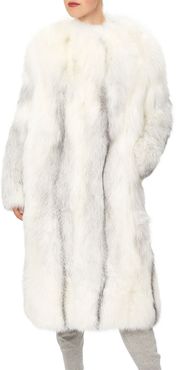 Arctic Marble Fox Fur Collarless Coat