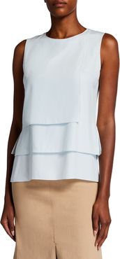 Sleeveless Silk Crepe De Chine Layered Top