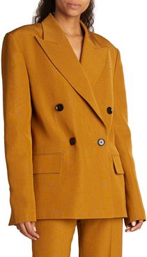 Viscose/Silk Suiting Split-Collar Jacket
