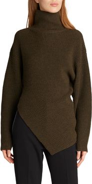 Asymmetrical Wool Turtleneck Sweater