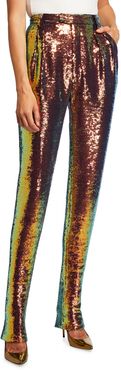 Iridescent Sequin Pleated Trousers