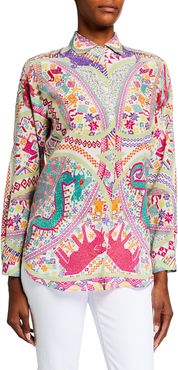 Boyfriend Dragon Print Silk Blouse