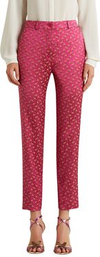 Jacquard Printed Cropped Straight-Leg Pants