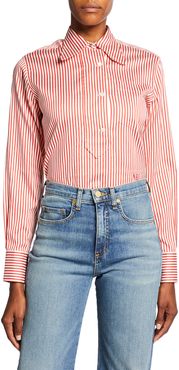 70s Pinstripe Button-Down Cotton-Silk Shirt