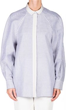 Grosgrain Stripe Cotton-Linen Shirt