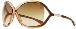 Whitney Cross-Bridge Sunglasses, Rose/Brown