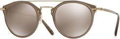 Remick Mirrored Brow-Bar Sunglasses, Taupe