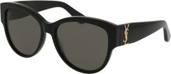 Monochromatic Cat-Eye Sunglasses, Black