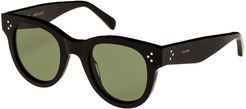 Studded Acetate Sunglasses w/ Mineral Lenses, Black