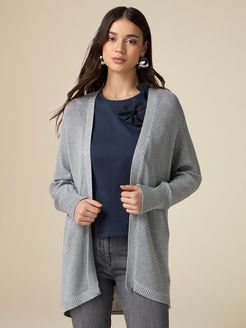 Cardigan over in filato lurex Donna Argento