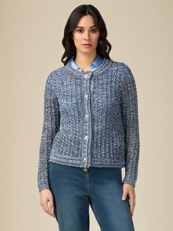 Cardigan in maglia lurex Donna Azzurro