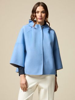 Cappa in panno misto lana Donna Azzurro