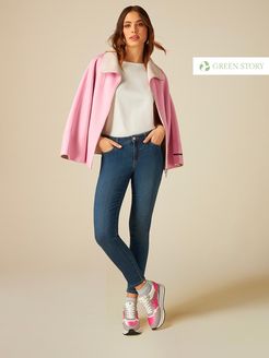 Jeans skinny eco-friendly con bottone gioiello Donna Blu