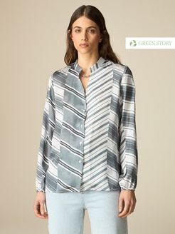 Camicia in raso fantasia Donna Grigio