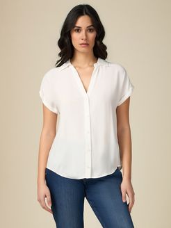 Camicia maniche corte in viscosa Donna Bianco