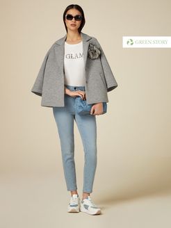 Jeans skinny eco-friendly stone bleached con borchiette Donna Azzurro