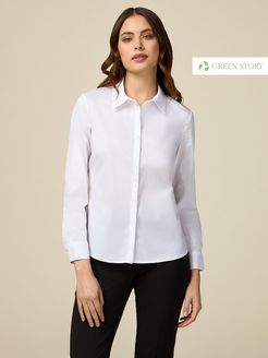 Camicia in popeline di cotone eco-friendly Donna Bianco