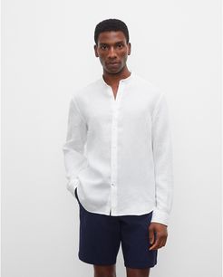 White Band Collar Linen Shirt in Size S