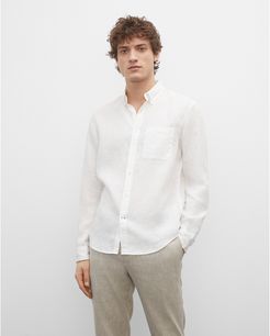 White Slim Linen Shirt in Size XL