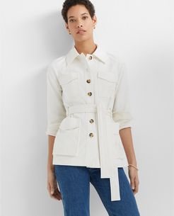 Ivory Textured Utility Jacket in Size XXS