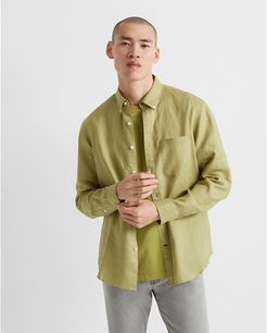 Medium Green Slim Linen Shirt in Size S