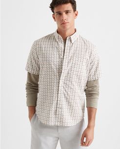 White Multi Short Sleeve Geometric Shirt in Size XS