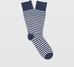 Blue Multi Striped Colorblock Socks in Size One Size