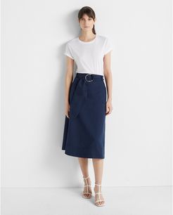 Navy Belted A-Line Skirt in Size 8
