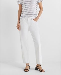 White Relaxed Slim Crop Jeans in Size 25