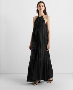 Black Burnout Pleated Maxi Dress in Size 00