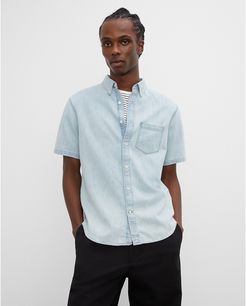 Denim Blue Short Sleeve Jean Shirt in Size S
