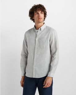 Light Grey Slim Jaspé Linen Shirt in Size M