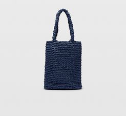 Navy Paper Tote in Size One Size