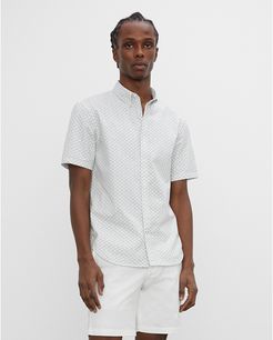 Pistachio/ White Short Sleeve Tile Print Shirt in Size XS